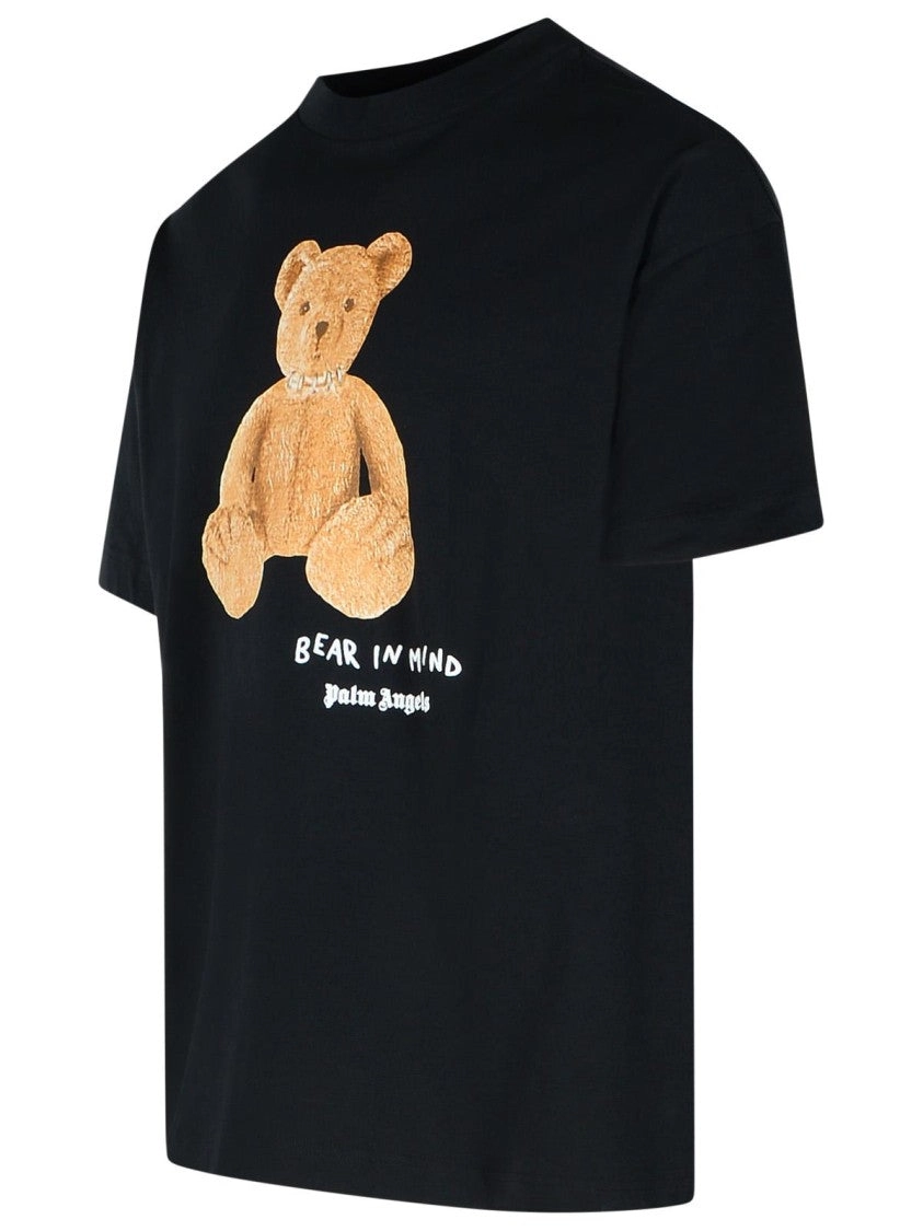 'Bear' Black Cotton T-Shirt