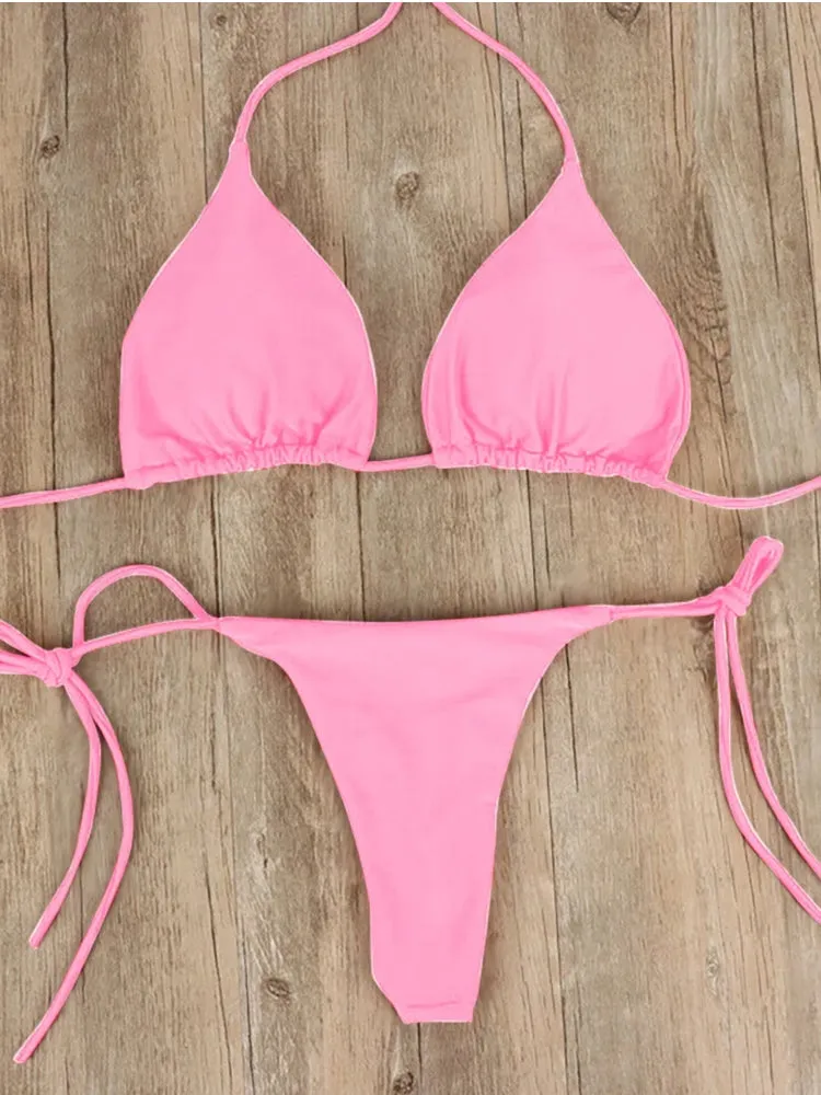 Bikini T-Back Low Rise Thong Bandage Style