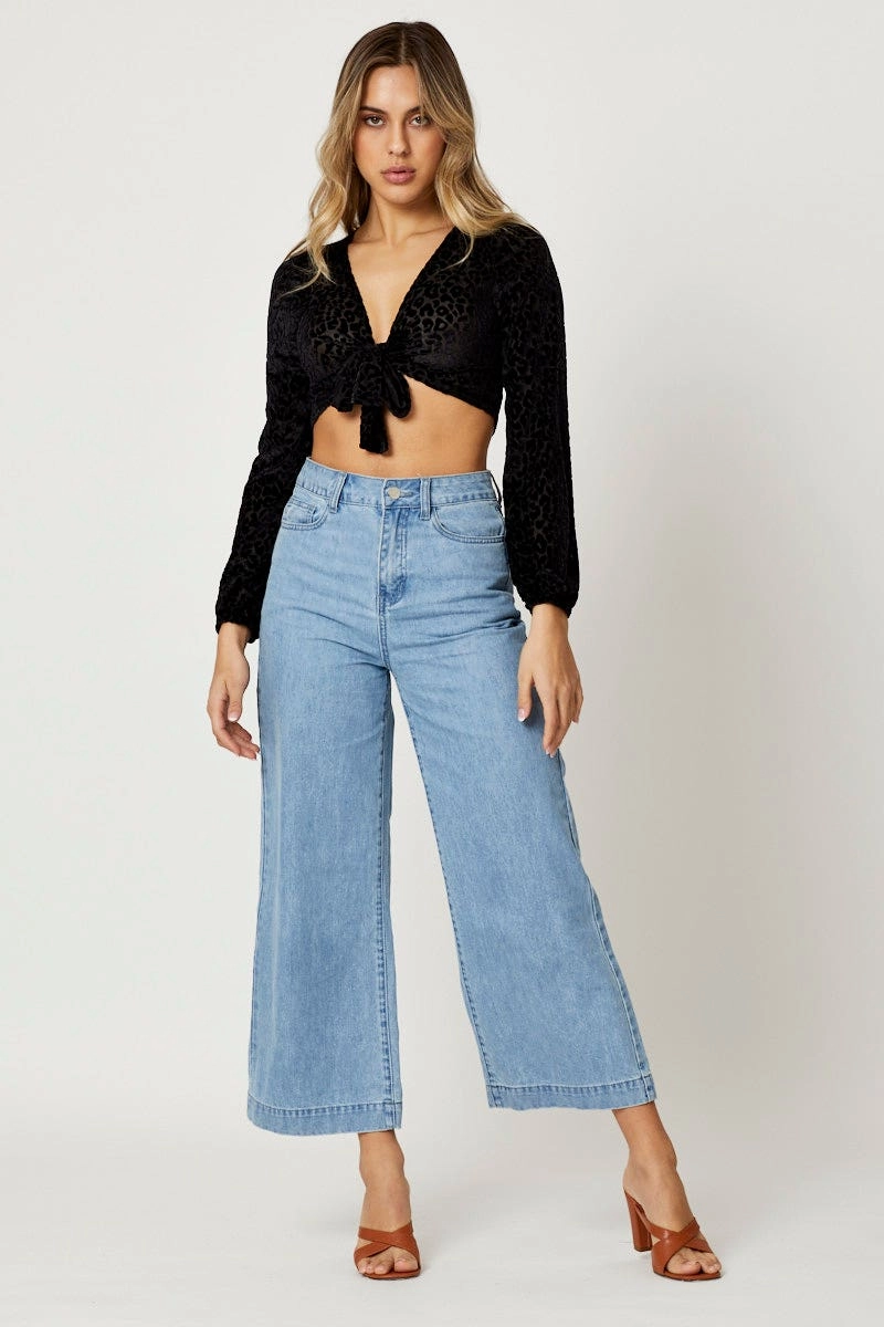 Black Crop Top Long Sleeve