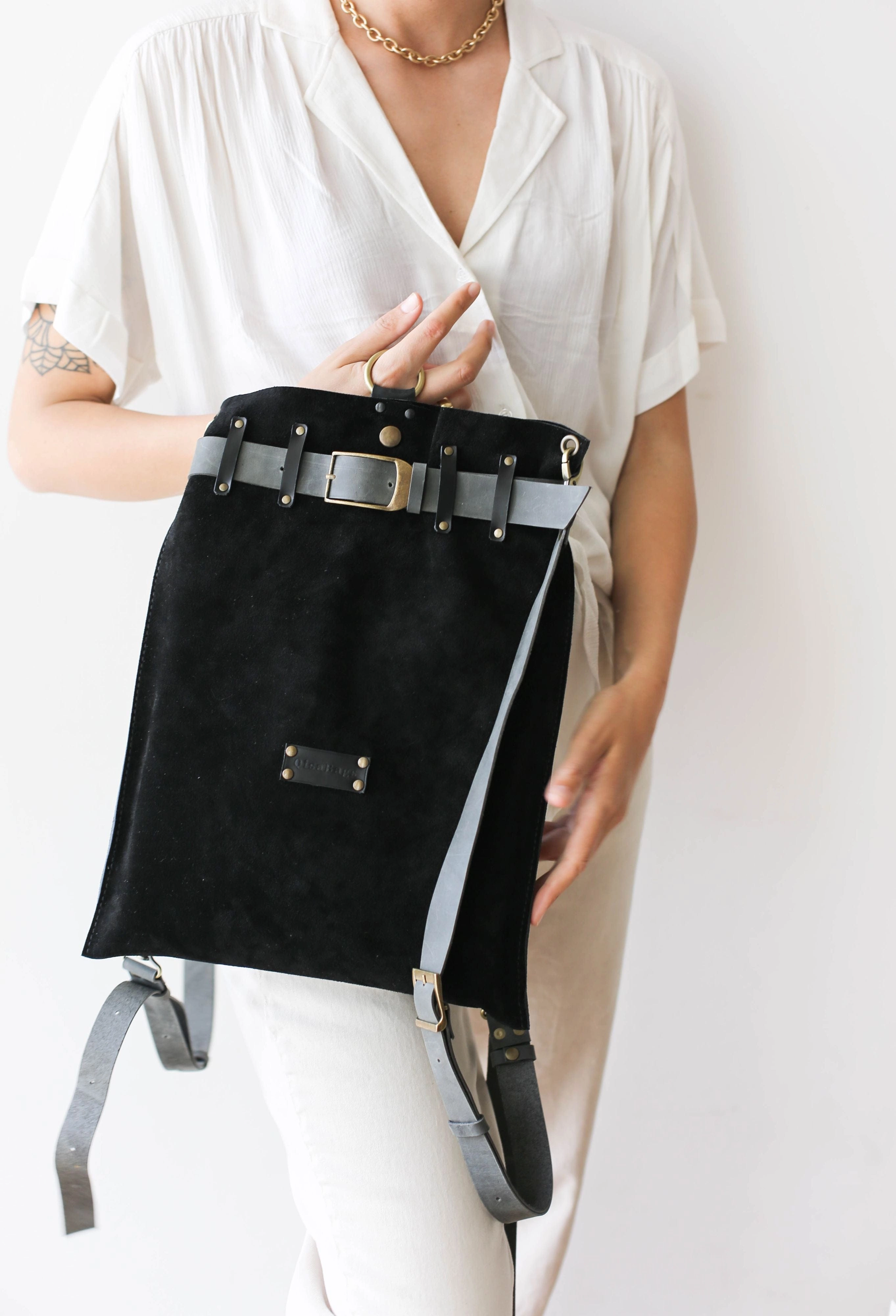 Black w/Gray Suede Backpack