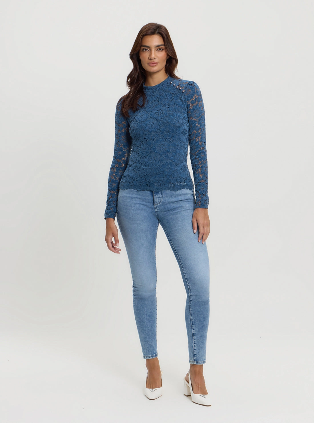 Blue Josephine Lace Top