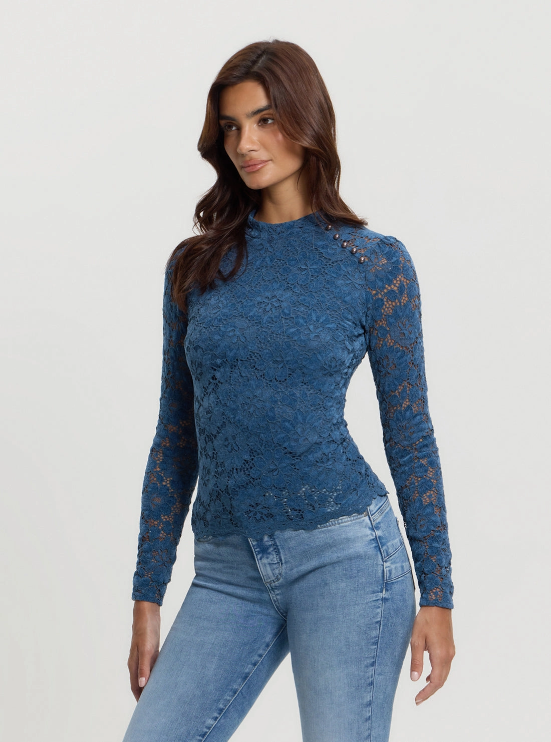 Blue Josephine Lace Top