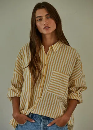 Cade Stripe Button-Down - Mustard Ivory