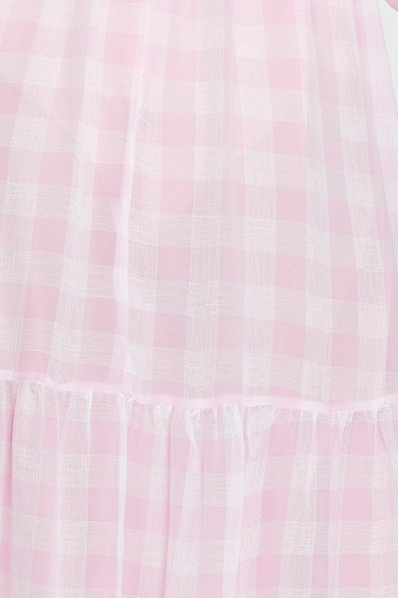 Check Dress Long Sleeve Maxi