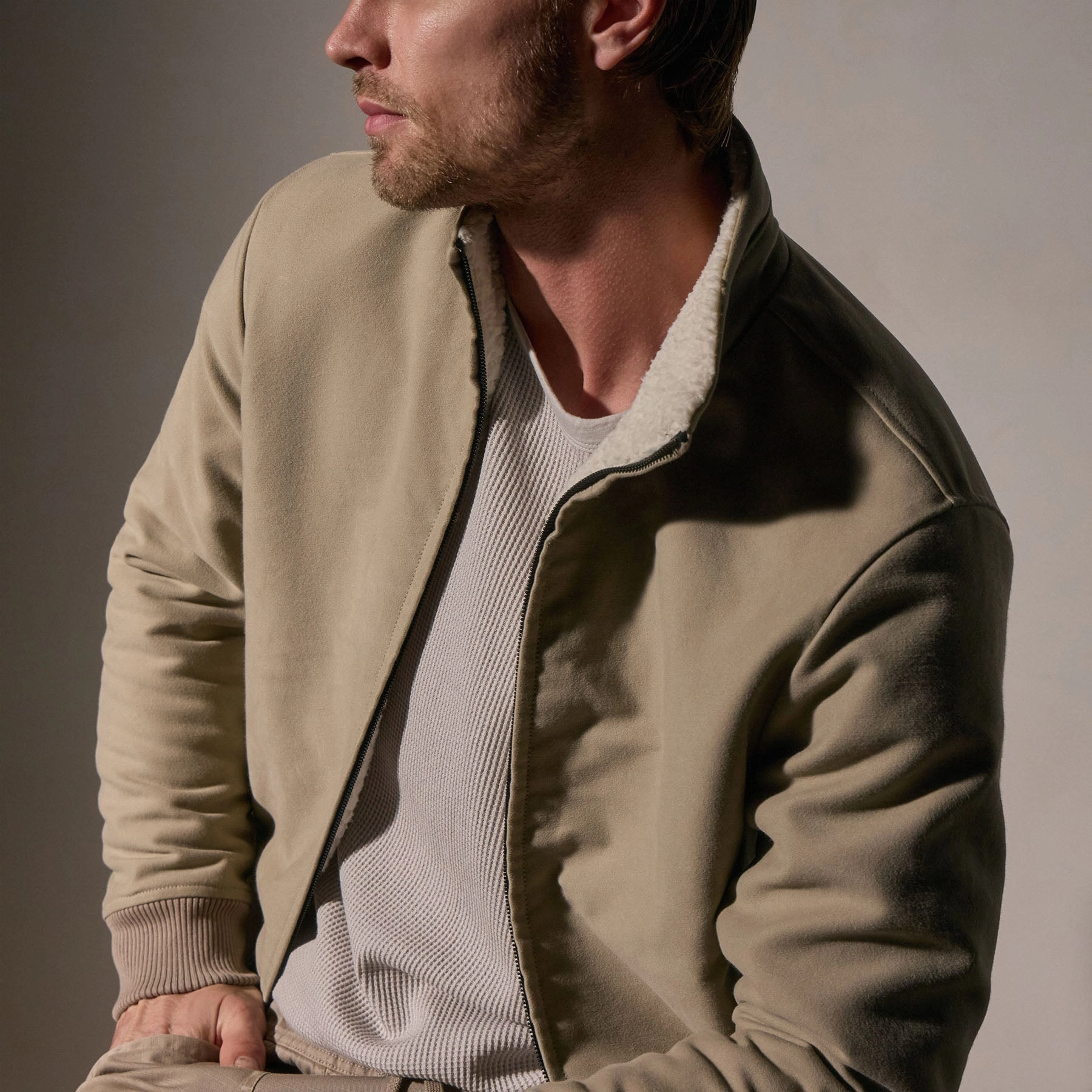 Cotton Moleskin Flight Jacket - Overcast