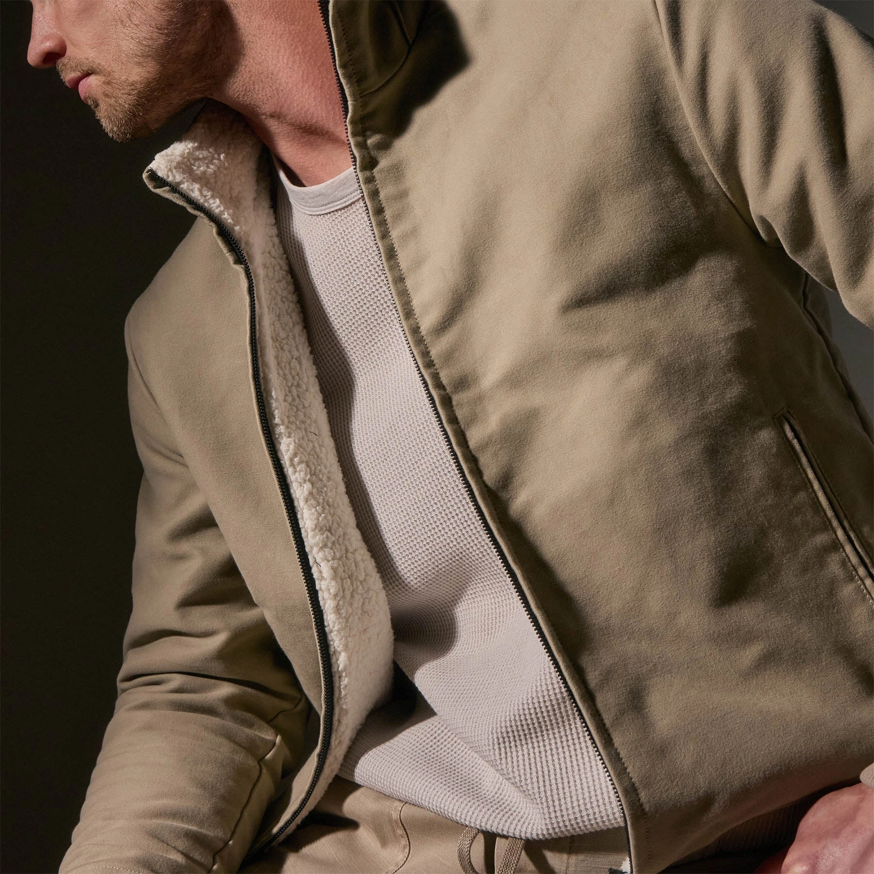 Cotton Moleskin Flight Jacket - Overcast