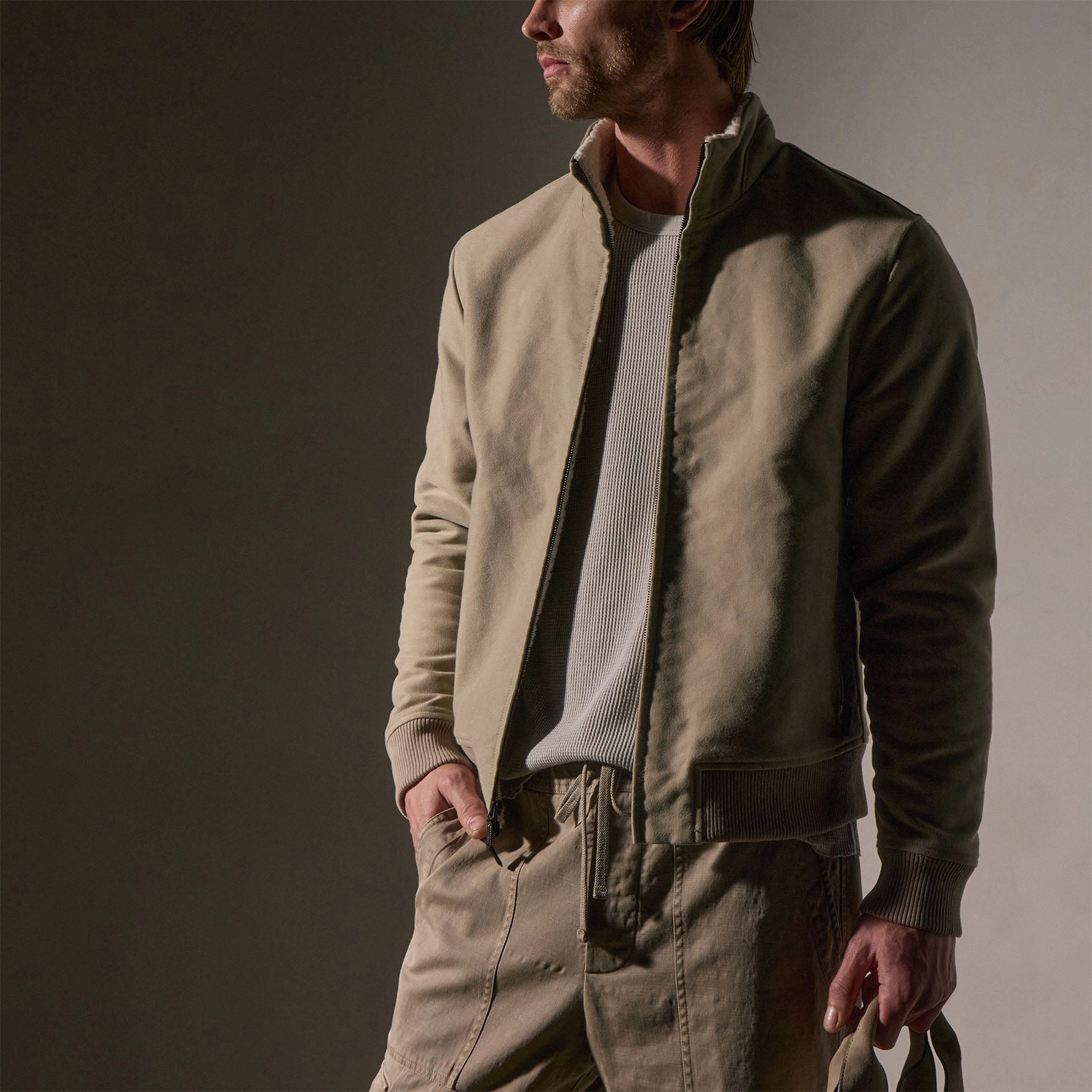 Cotton Moleskin Flight Jacket - Overcast