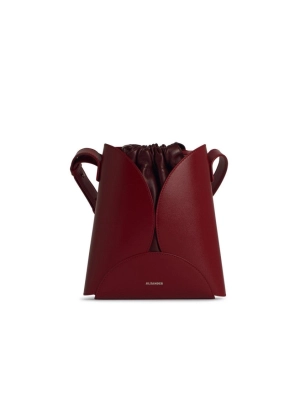 'Curve' Burgundy Leather Crossbody Bag
