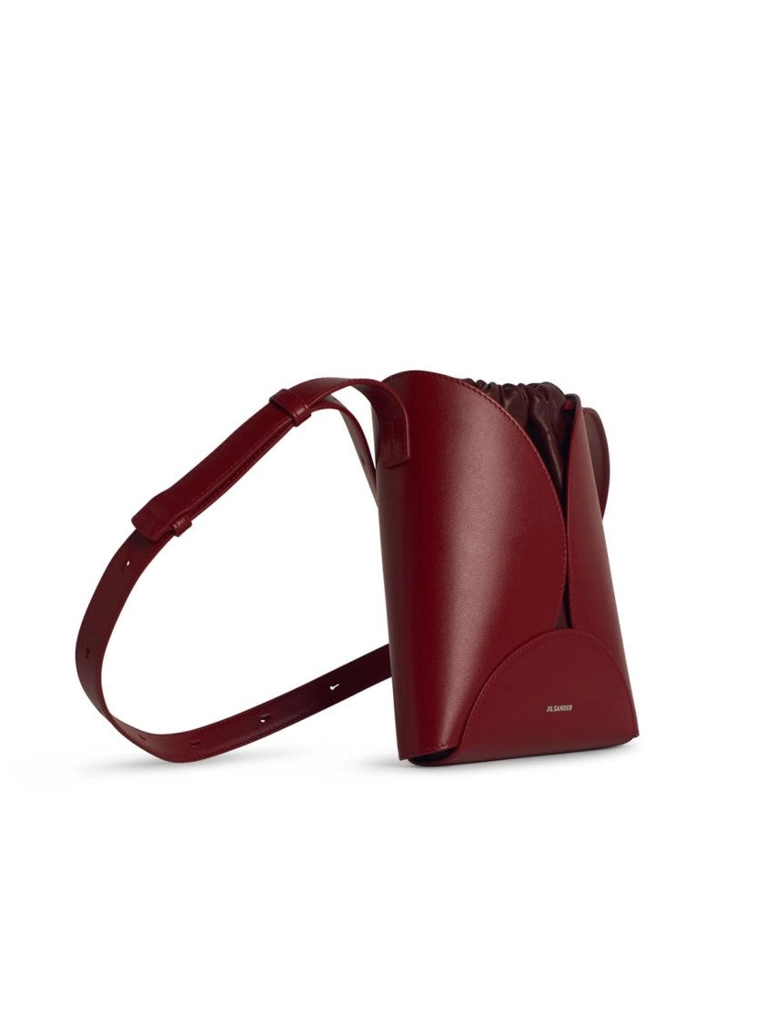 'Curve' Burgundy Leather Crossbody Bag