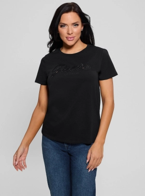 Eco Black Script Lace Logo T-Shirt