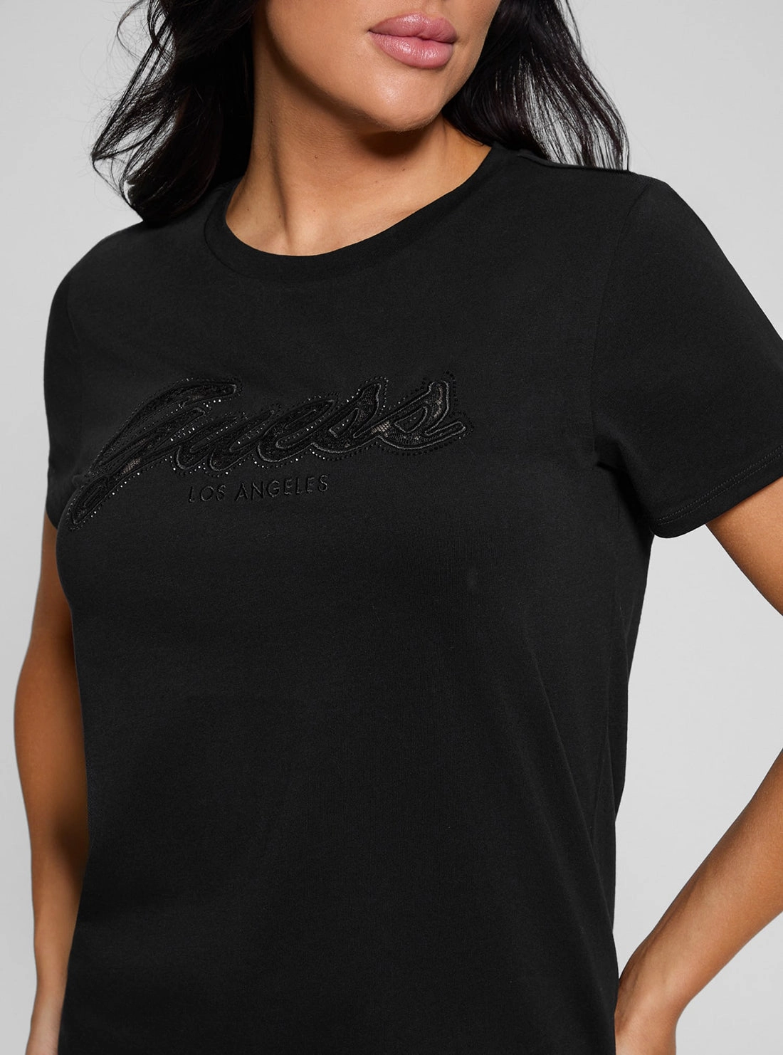 Eco Black Script Lace Logo T-Shirt