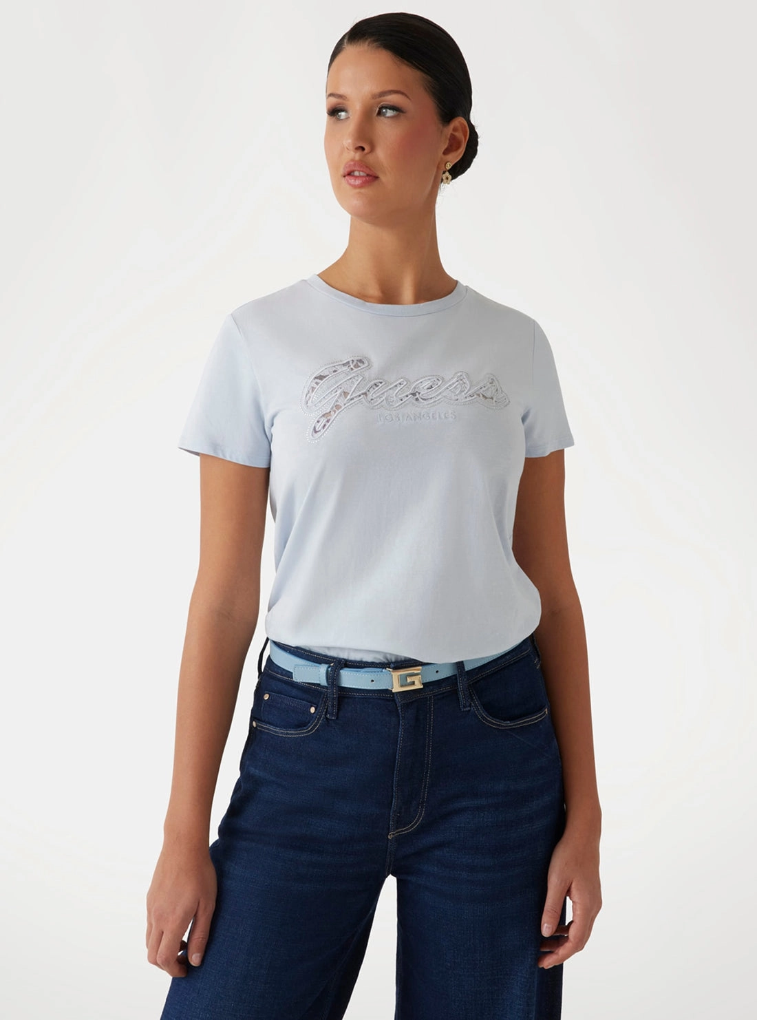 Eco Blue Script Lace Logo T-Shirt