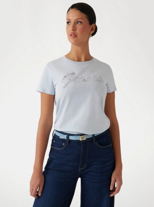 Eco Blue Script Lace Logo T-Shirt