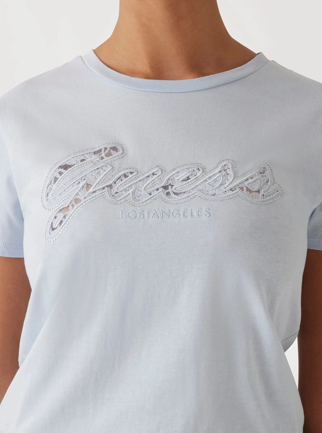 Eco Blue Script Lace Logo T-Shirt
