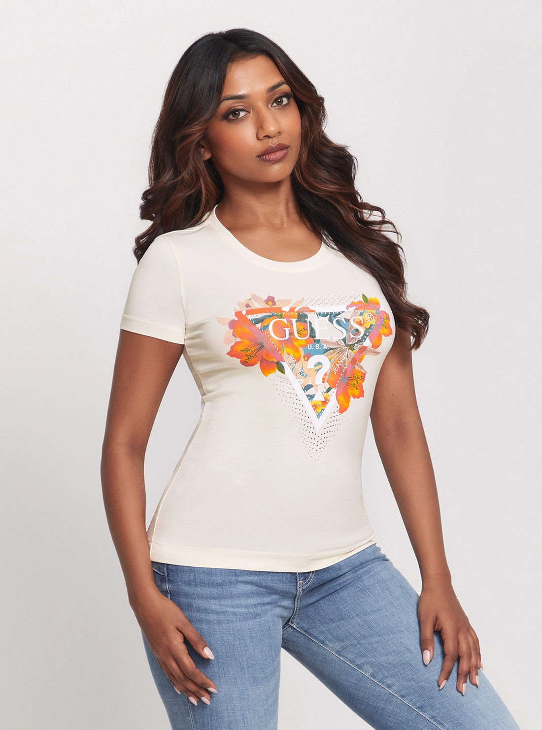 Eco Cream Tropical Triangle T-Shirt