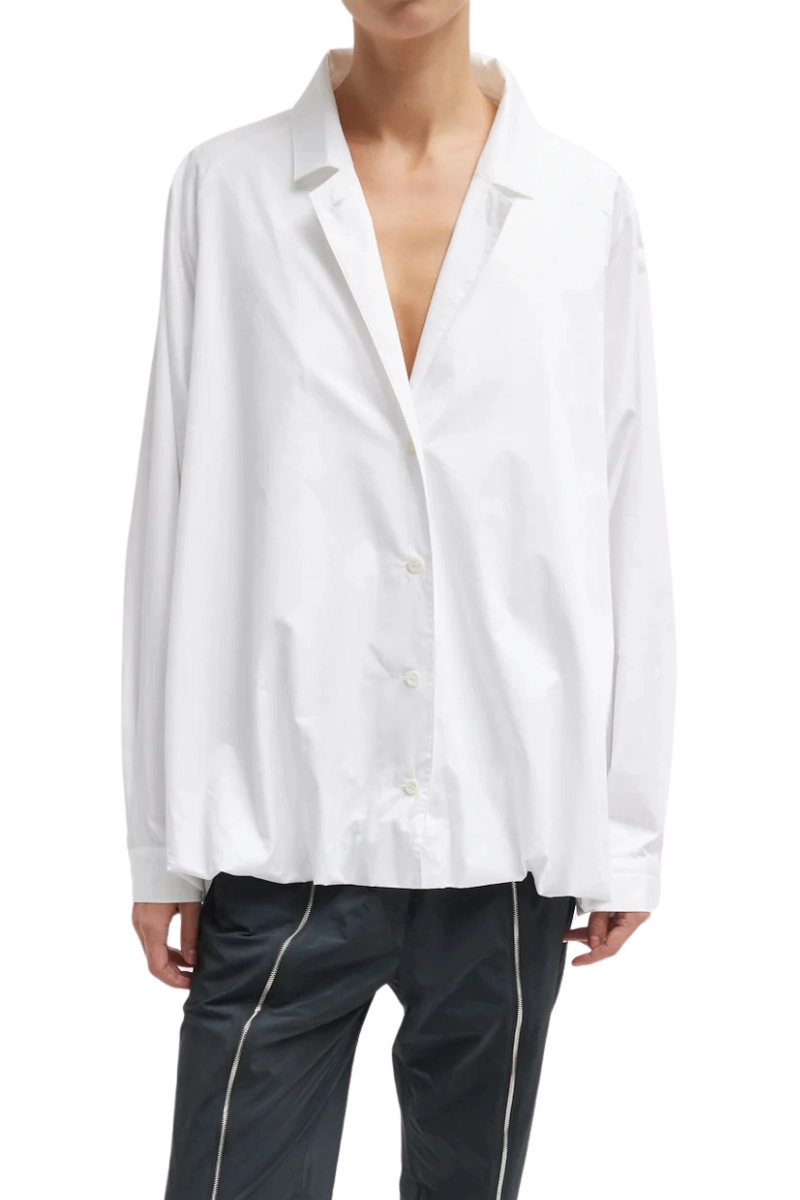 Eco Poplin Bubble Hem Shirt Jacket