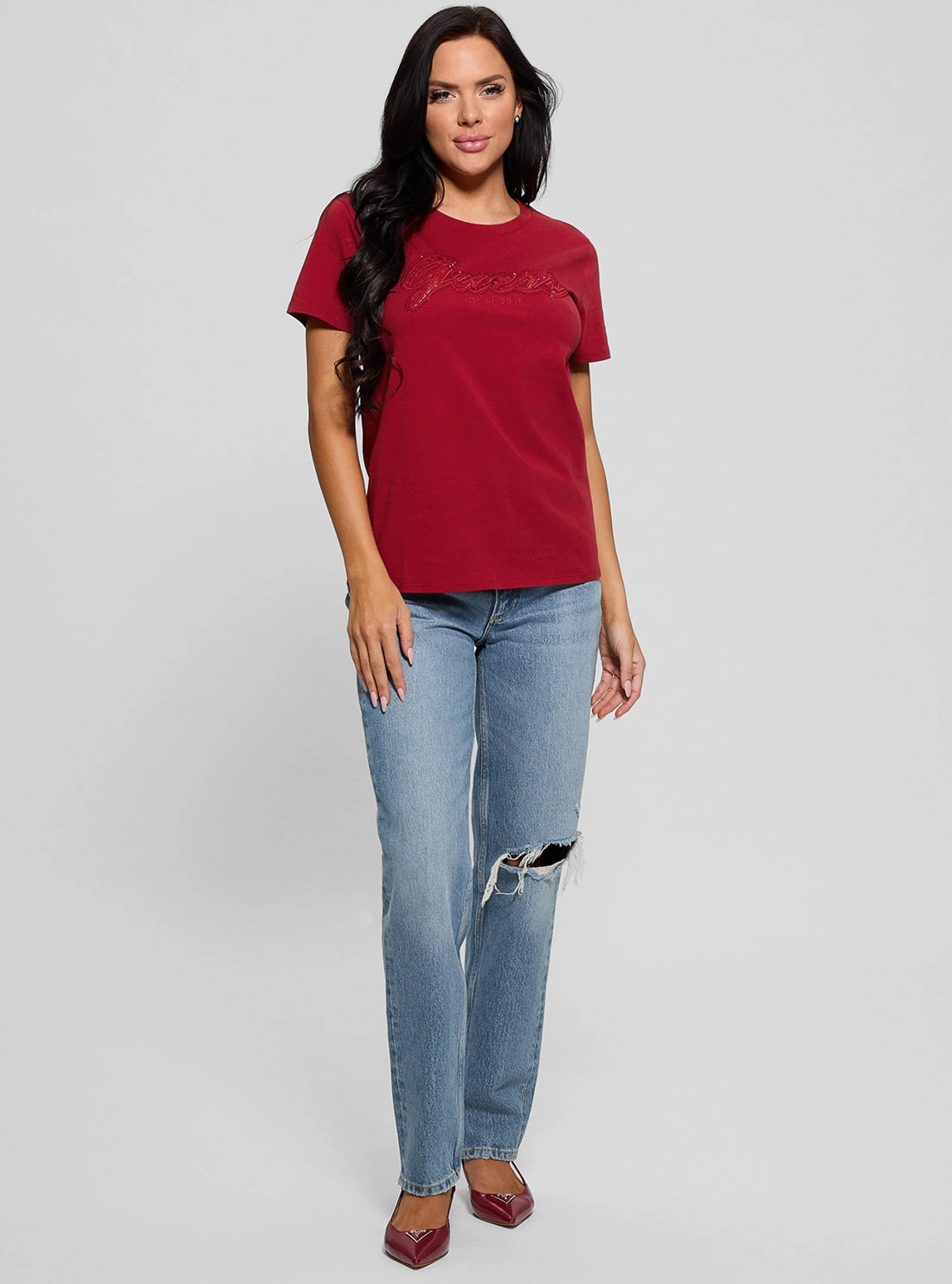 Eco Red Script Lace Logo T-Shirt
