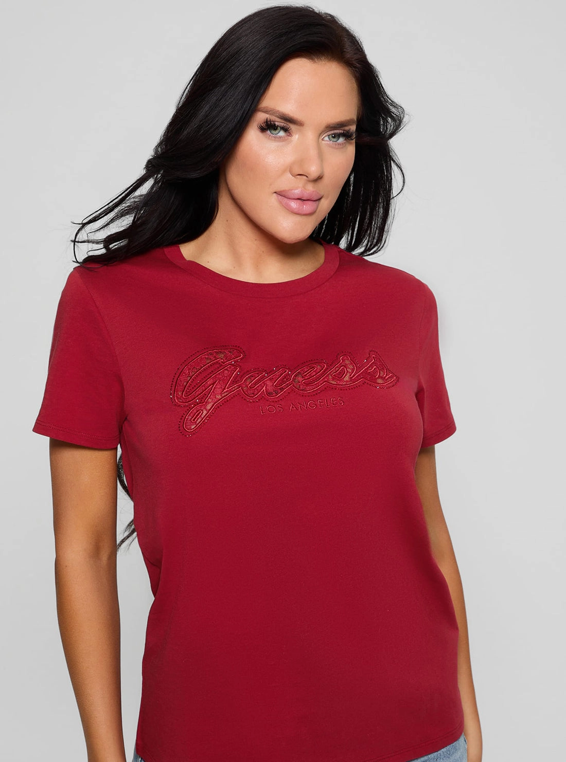 Eco Red Script Lace Logo T-Shirt