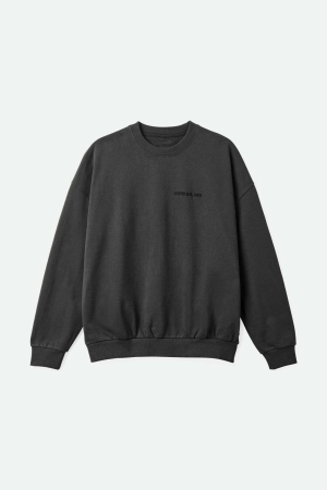 Embroidered Heavyweight Oversized Crew - Washed Black