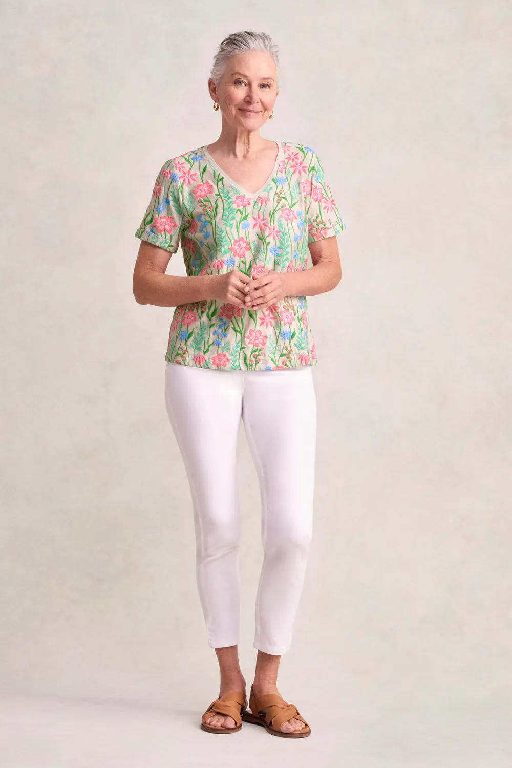 Embroidered T-Shirt - Floral Embroidery
