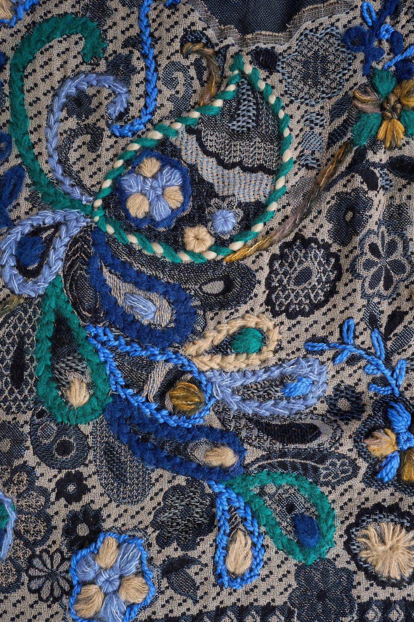Fancy Embellished Blanket Scarf - Multicolour