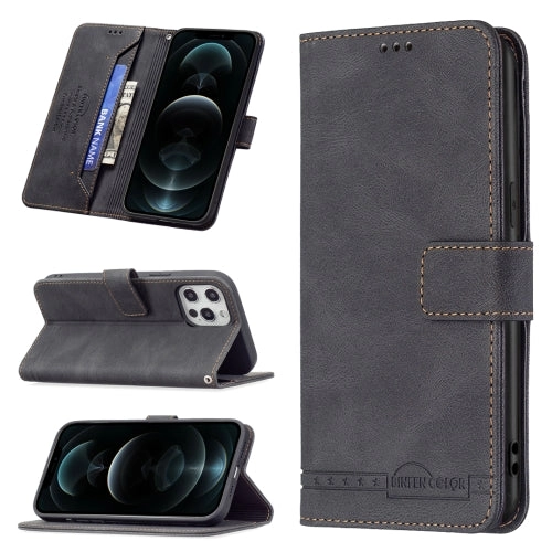 For iPhone 12 Magnetic Clasp RFID Blocking Anti-Theft Leather Case with Holder  Card Slots