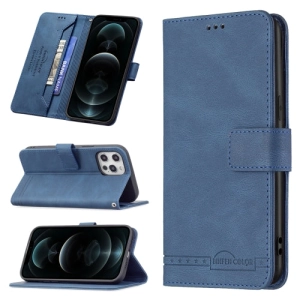 For iPhone 12 Magnetic Clasp RFID Blocking Anti-Theft Leather Case with Holder  Card Slots