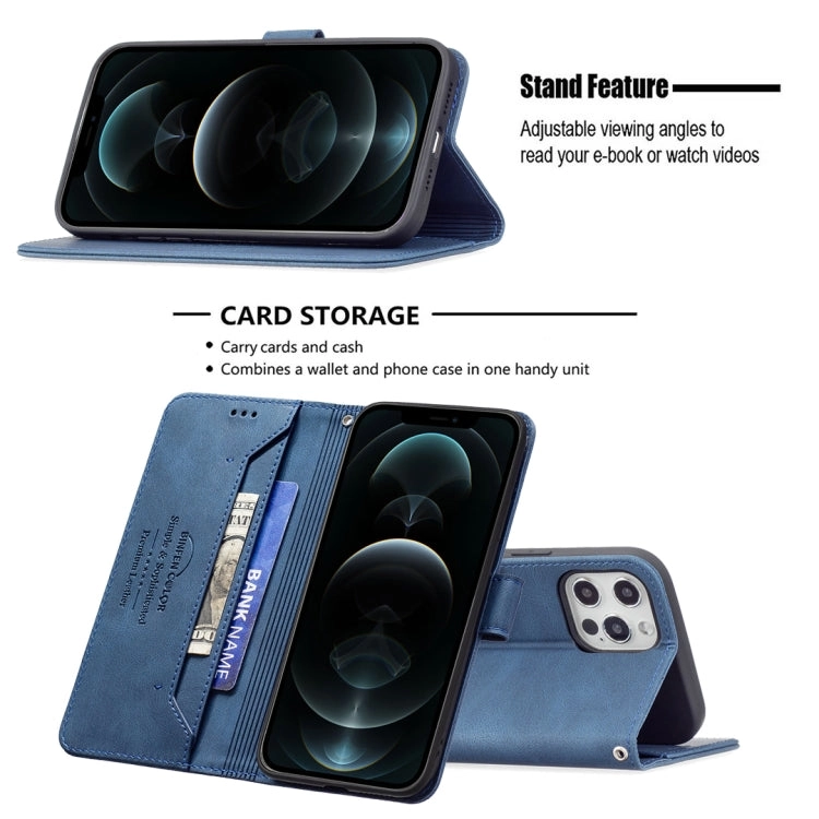 For iPhone 12 Magnetic Clasp RFID Blocking Anti-Theft Leather Case with Holder  Card Slots