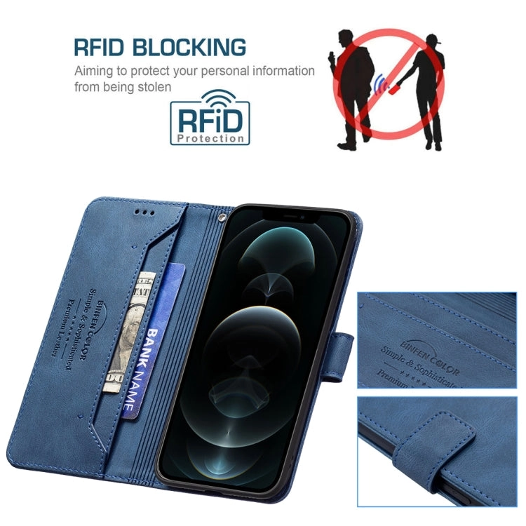 For iPhone 12 Magnetic Clasp RFID Blocking Anti-Theft Leather Case with Holder  Card Slots