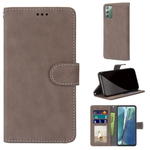 For Samsung Galaxy Note 20 Retro Frosted Horizontal Flip PU Leather Case with Holder  Card