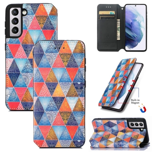 For Samsung Galaxy S21  5G Colorful Magnetic Horizontal Flip PU Leather Case with Holder  Card