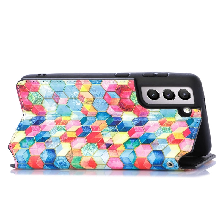 For Samsung Galaxy S21  5G Colorful Magnetic Horizontal Flip PU Leather Case with Holder  Card