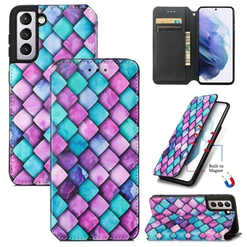 For Samsung Galaxy S21  5G Colorful Magnetic Horizontal Flip PU Leather Case with Holder  Card