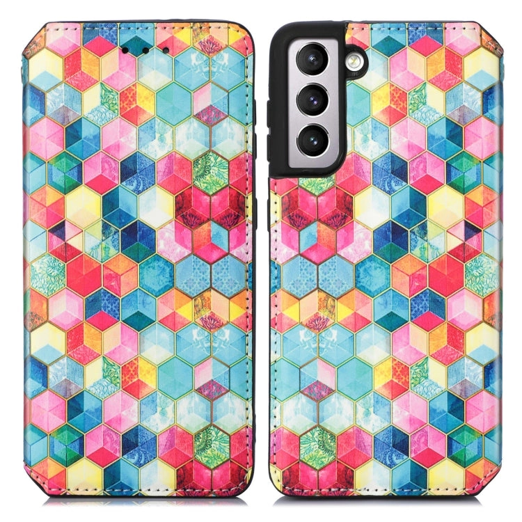 For Samsung Galaxy S21  5G Colorful Magnetic Horizontal Flip PU Leather Case with Holder  Card