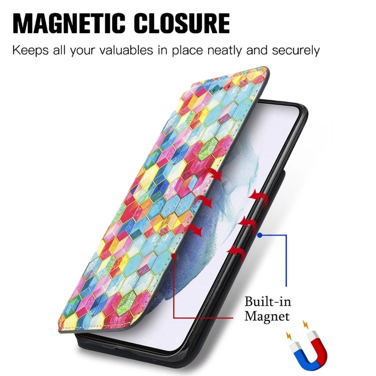 For Samsung Galaxy S21  5G Colorful Magnetic Horizontal Flip PU Leather Case with Holder  Card