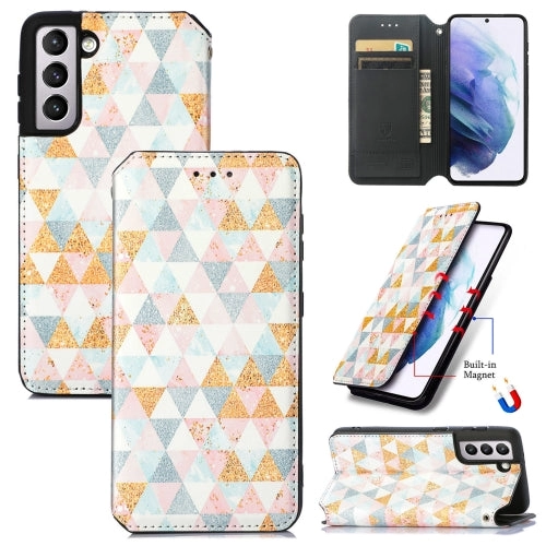 For Samsung Galaxy S21  5G Colorful Magnetic Horizontal Flip PU Leather Case with Holder  Card