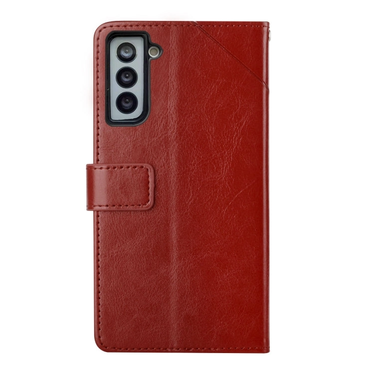 For Samsung Galaxy S21  5G Y Stitching Horizontal Flip Leather Case with Holder  Card Slots