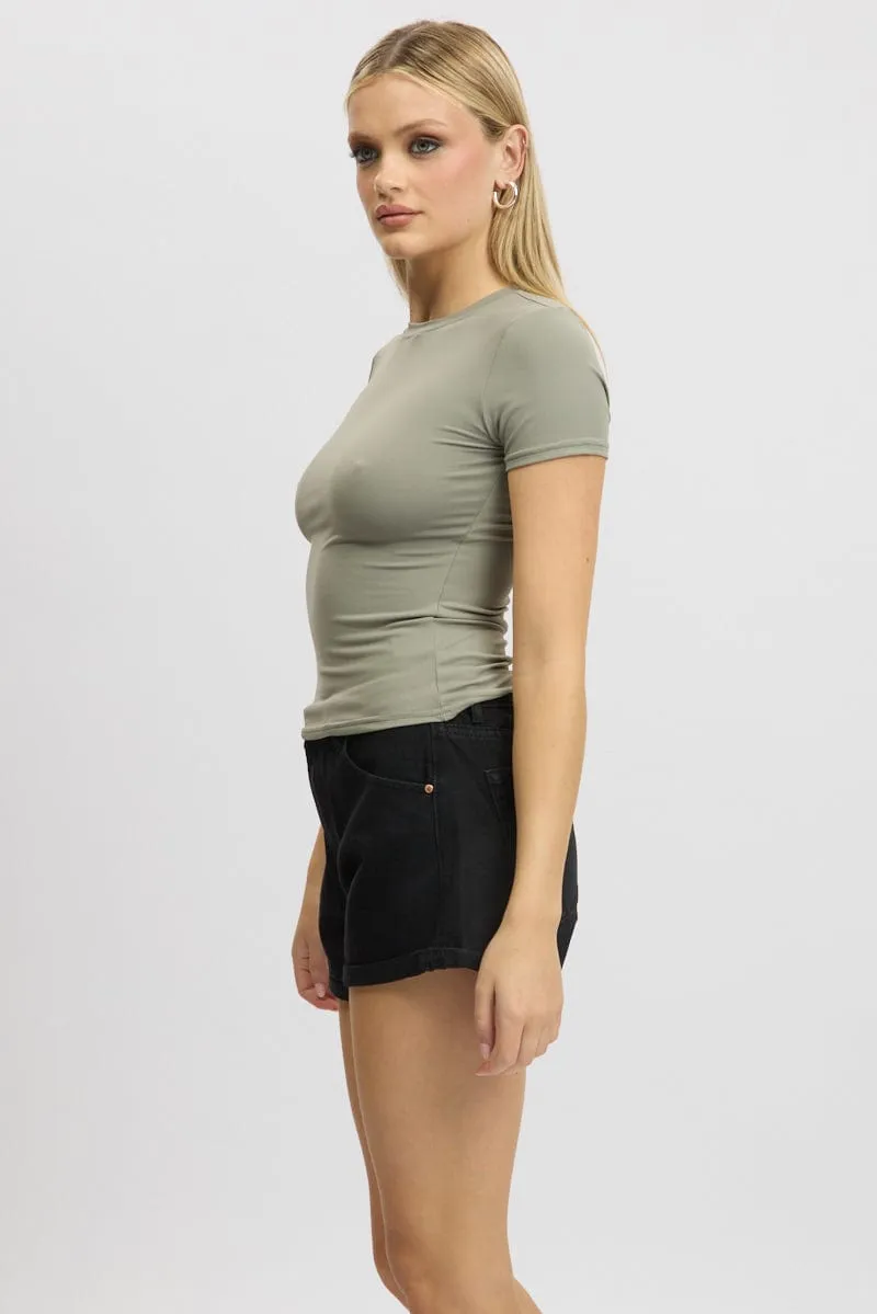 Green T shirt Short Sleeve Crew Neck Supersoft