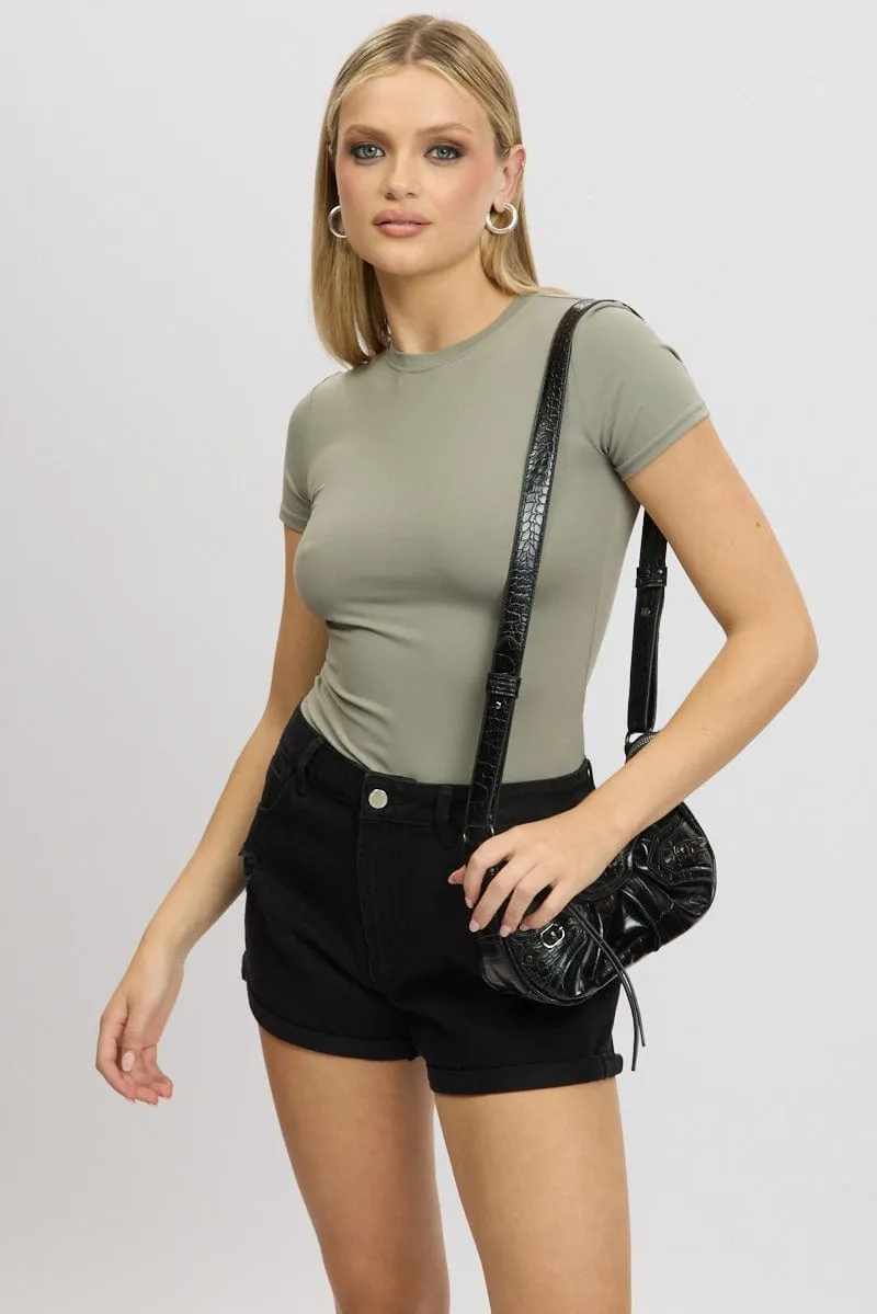 Green T shirt Short Sleeve Crew Neck Supersoft