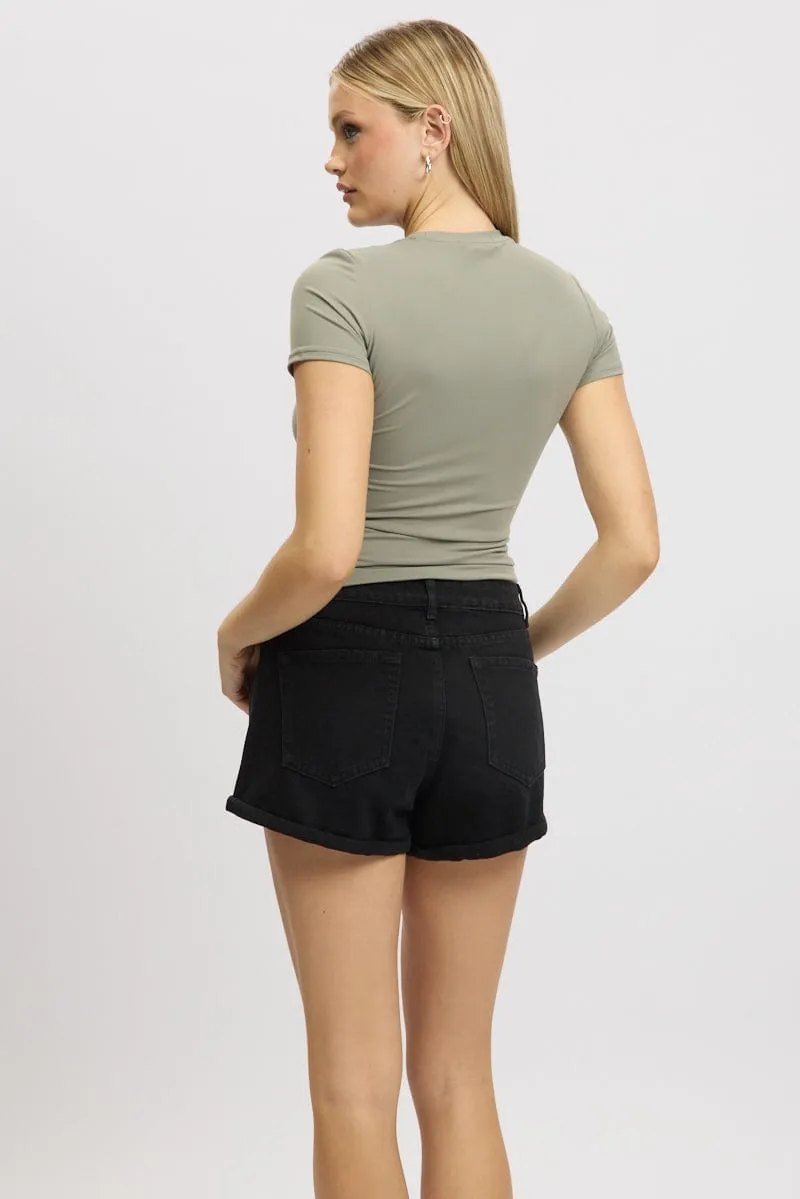Green T shirt Short Sleeve Crew Neck Supersoft