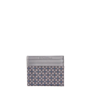 GREY LEATHER AND SILK CREDIT CARD HOLDER