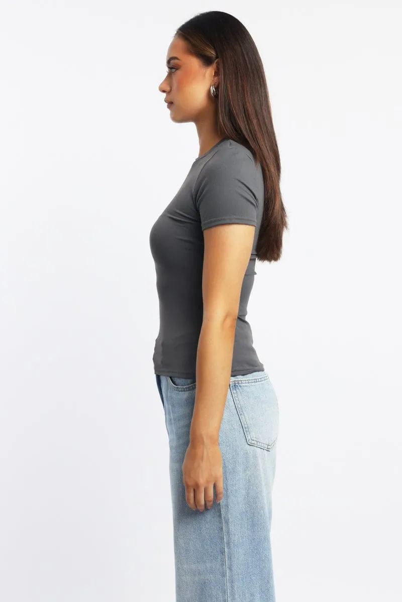 Grey T Shirt Short Sleeve Crew Neck Supersoft