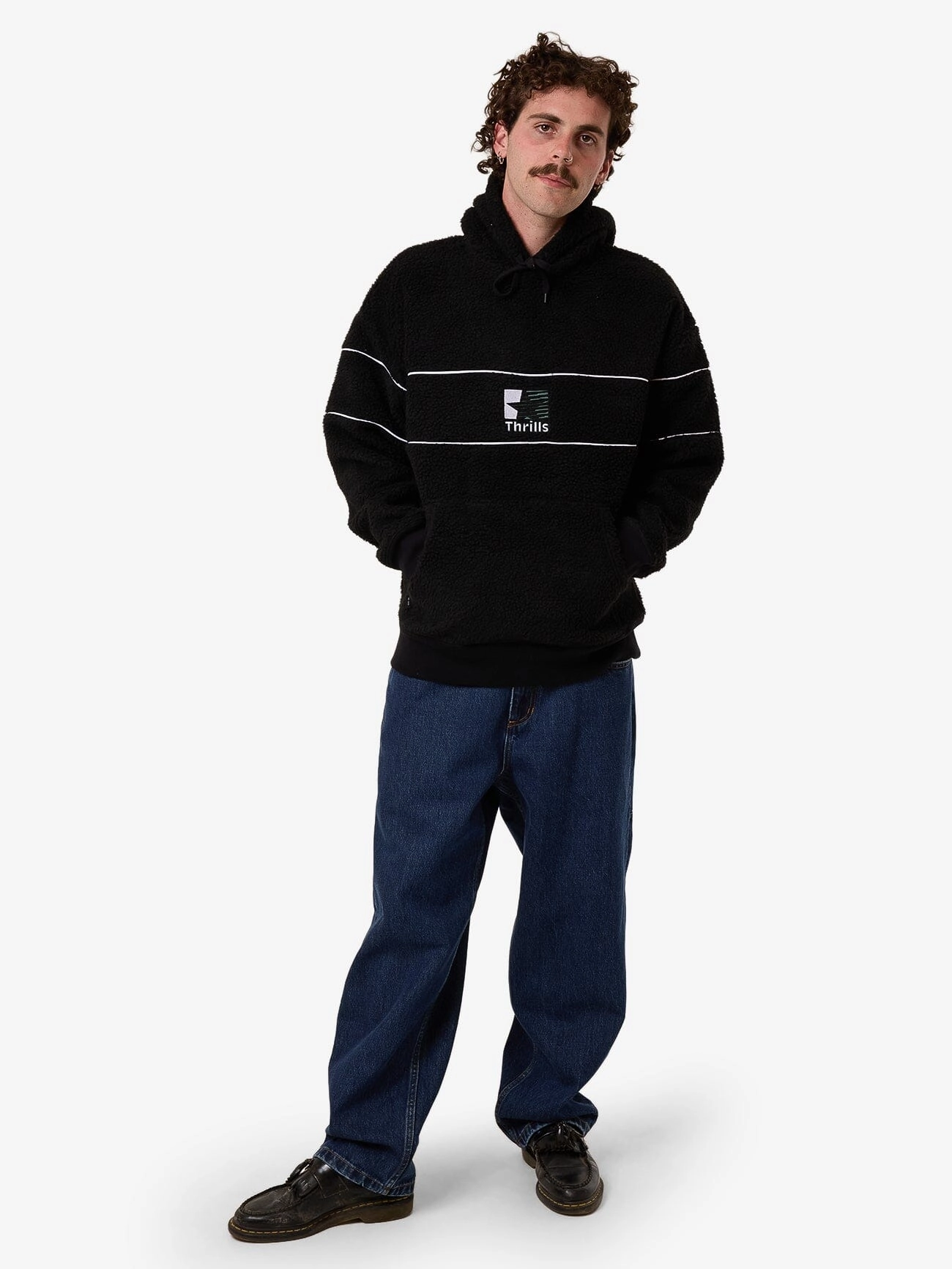 Hazed Slouch Hood Polar Fleece - Black