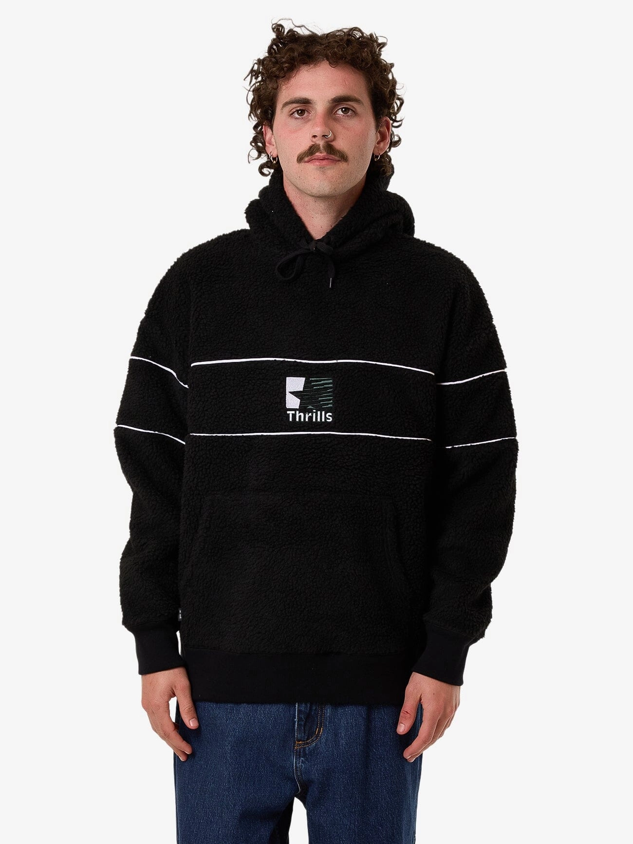 Hazed Slouch Hood Polar Fleece - Black