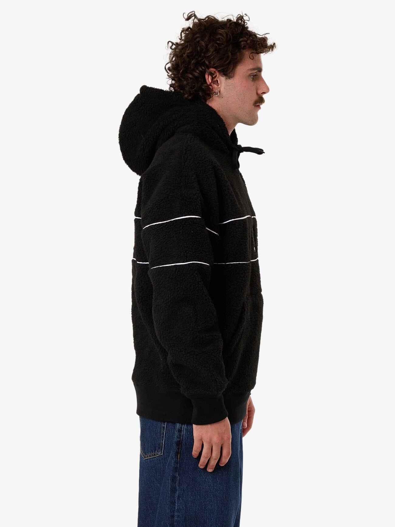 Hazed Slouch Hood Polar Fleece - Black