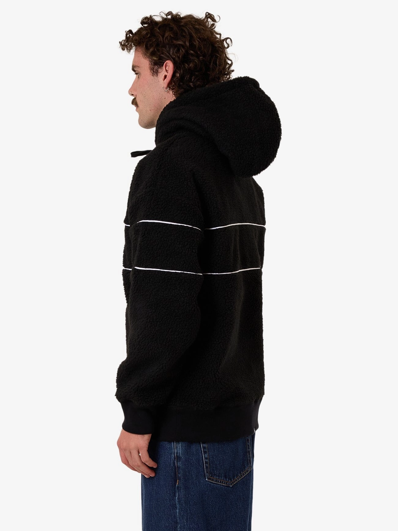 Hazed Slouch Hood Polar Fleece - Black