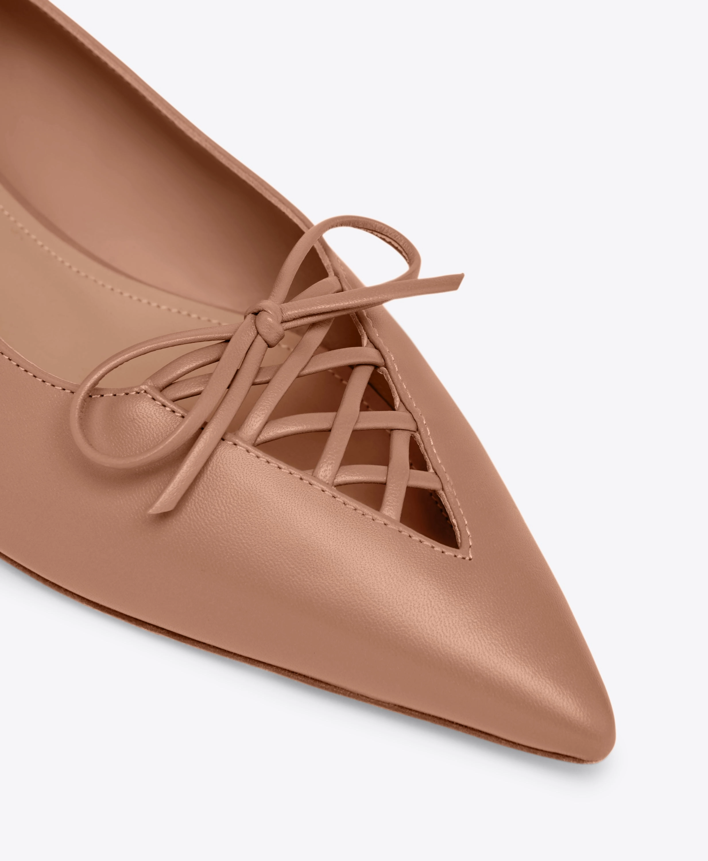 Hedy Blush Leather Flat Pumps