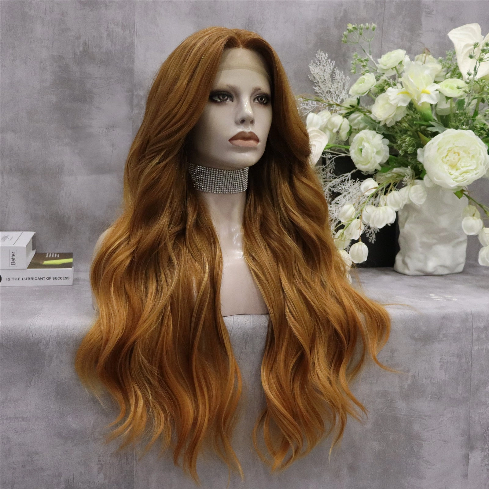Honey Scarlet  Blonde Ginger Long Wave T Part Lace Front Wig
