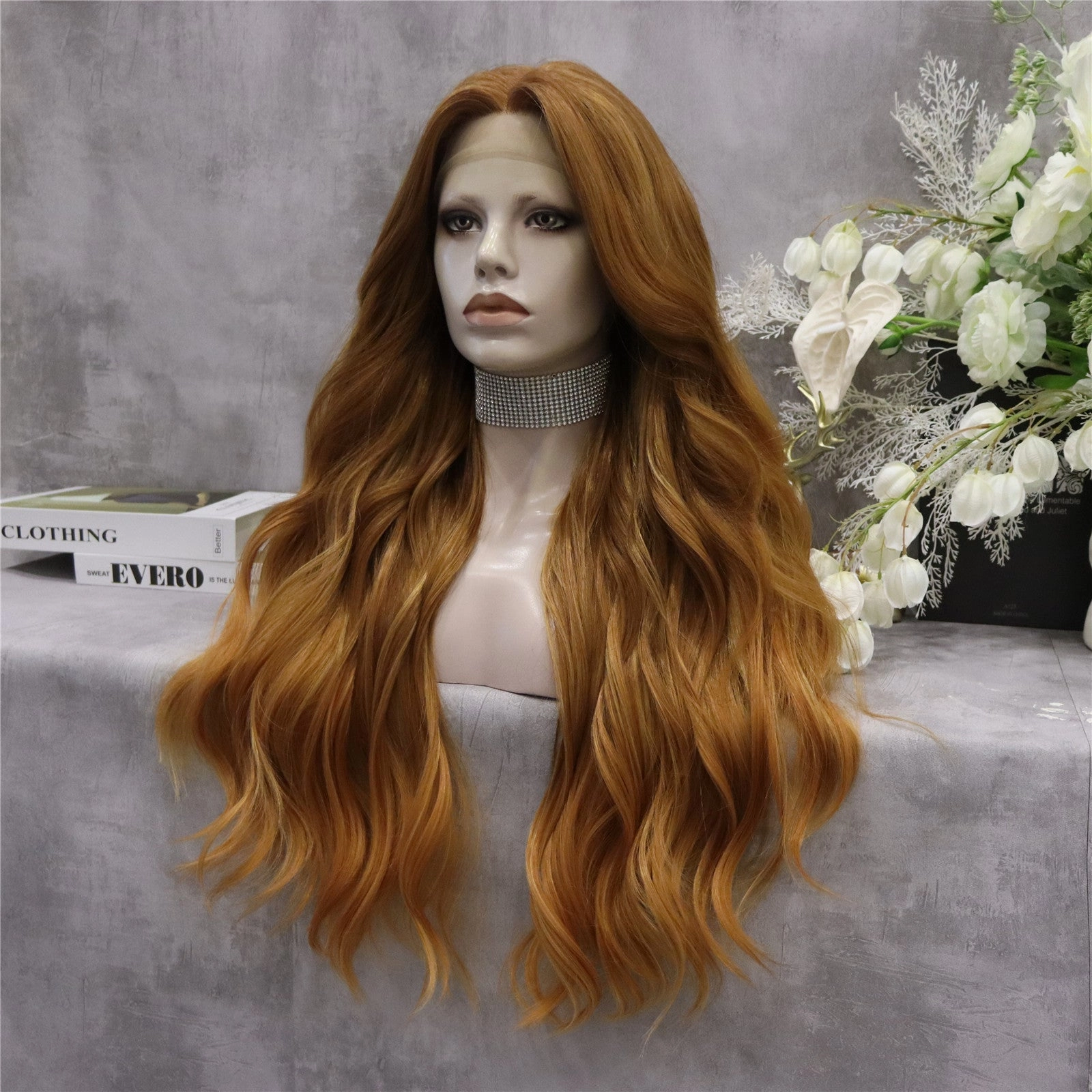 Honey Scarlet  Blonde Ginger Long Wave T Part Lace Front Wig