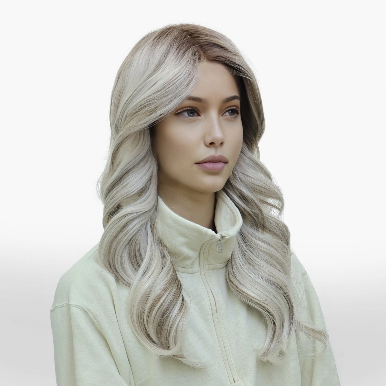 IMstyle Astra T-part Glueless lace front silver mist with soft rooting layer cut 24 inches wig TK117-Y103-60